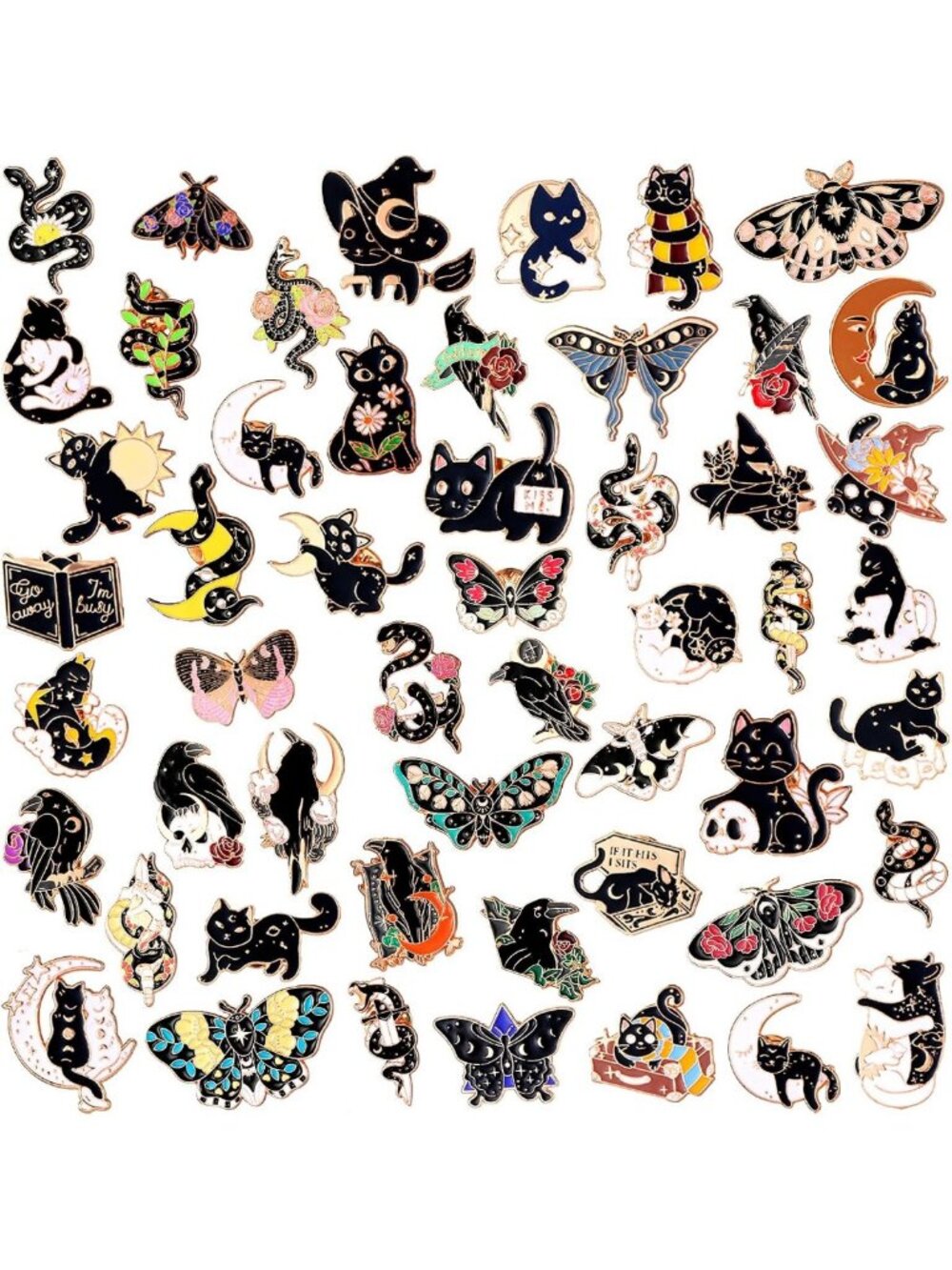 100 Enamel Lapel Pins Bulk Set - Cute Brooches for Gifts & Collecting